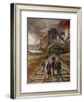 Welsh Men and Women Mineworkers Coming to Work in the Early Morning-null-Framed Art Print