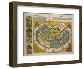 Weltkarte mit den Erdteilen Europa, Asien und Afrika. Aus: Liber Chronicarum-Hartmann Schedel-Framed Giclee Print