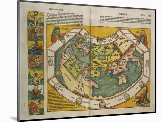 Weltkarte mit den Erdteilen Europa, Asien und Afrika. Aus: Liber Chronicarum-Hartmann Schedel-Mounted Giclee Print