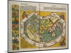 Weltkarte mit den Erdteilen Europa, Asien und Afrika. Aus: Liber Chronicarum-Hartmann Schedel-Mounted Giclee Print