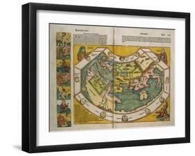 Weltkarte mit den Erdteilen Europa, Asien und Afrika. Aus: Liber Chronicarum-Hartmann Schedel-Framed Giclee Print