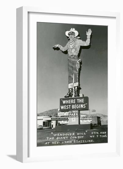 Wendover Will, Giant Cowboy-null-Framed Art Print