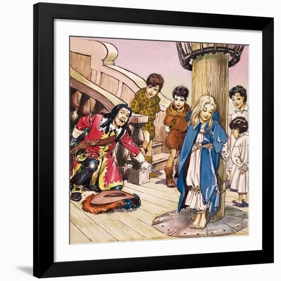 Wendy Tied to the Mast, Illustration from 'Peter Pan' by J.M. Barrie-Nadir Quinto-Framed Giclee Print