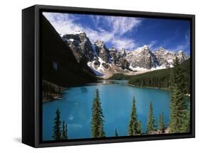 Wenkchemna Peaks Reflected in Moraine Lake, Banff National Park, Alberta, Canada-Adam Jones-Framed Stretched Canvas