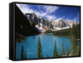 Wenkchemna Peaks Reflected in Moraine Lake, Banff National Park, Alberta, Canada-Adam Jones-Framed Stretched Canvas