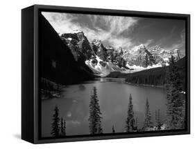 Wenkchemna Peaks Reflected in Moraine Lake, Banff National Park, Alberta, Canada-Adam Jones-Framed Stretched Canvas