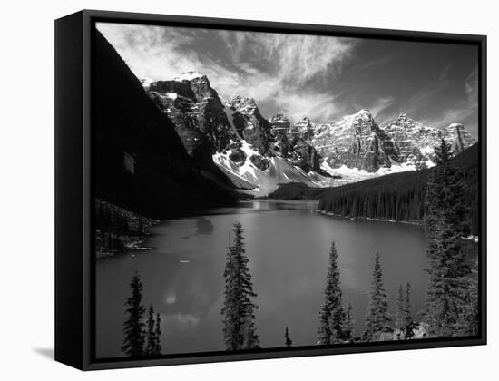 Wenkchemna Peaks Reflected in Moraine Lake, Banff National Park, Alberta, Canada-Adam Jones-Framed Stretched Canvas