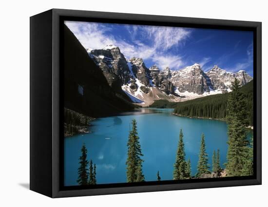 Wenkchemna Peaks Reflected in Moraine Lake, Banff National Park, Alberta, Canada-Adam Jones-Framed Stretched Canvas