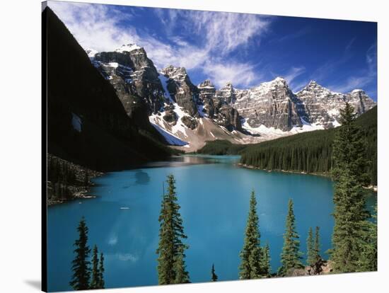 Wenkchemna Peaks Reflected in Moraine Lake, Banff National Park, Alberta, Canada-Adam Jones-Stretched Canvas