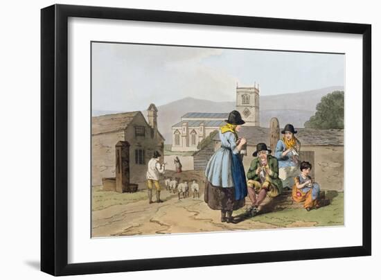 Wensleydale Knitters, from Costume of Yorkshire Engraved by Robert Havell-George Walker-Framed Giclee Print