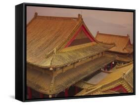 Wenwu Temple Rooftops with Sun Moon Lake in Background, Taiwan-Steve Satushek-Framed Stretched Canvas