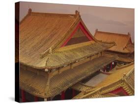 Wenwu Temple Rooftops with Sun Moon Lake in Background, Taiwan-Steve Satushek-Stretched Canvas