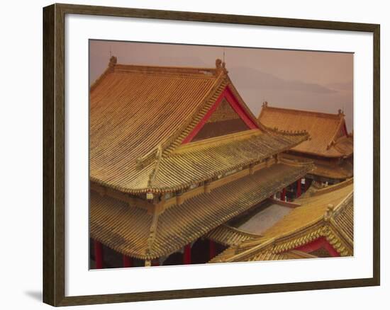 Wenwu Temple Rooftops with Sun Moon Lake in Background, Taiwan-Steve Satushek-Framed Photographic Print