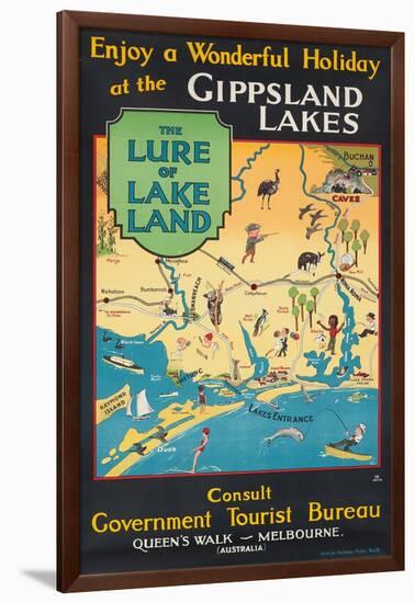 Werbeplakat des australischen Fremdenverkehrsbüros für die Gippsland-Seen-null-Framed Giclee Print