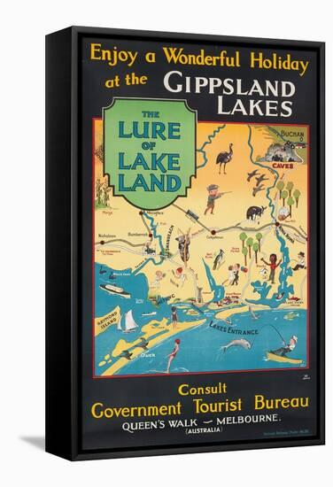 Werbeplakat des australischen Fremdenverkehrsbüros für die Gippsland-Seen-null-Framed Stretched Canvas