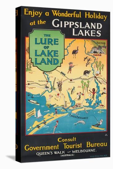 Werbeplakat des australischen Fremdenverkehrsbüros für die Gippsland-Seen-null-Stretched Canvas
