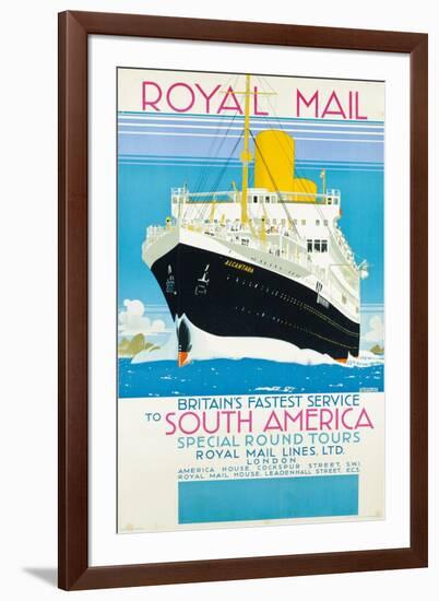 Werbeplakat für den Königlichen Postdienst nach nach Südamerika. Um 1930-Kenneth Shoesmith-Framed Giclee Print