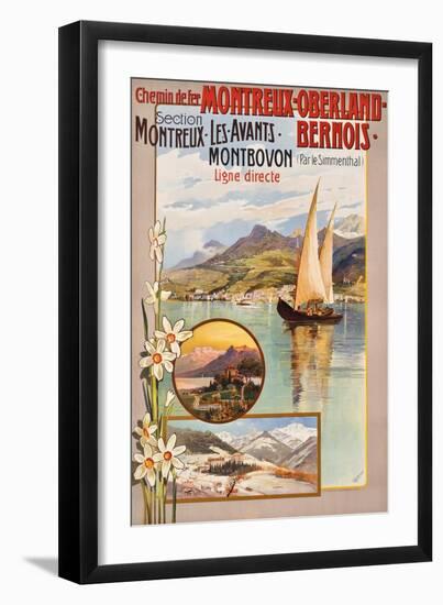 Werbung für die Bahnstrecke Montreux?Lenk im Simmental. Ca. 1910-Anton Reckziegel-Framed Giclee Print