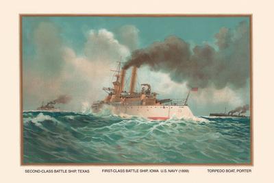 Battleship Texas, Battleship Iowa, and Torpedoboat Porter, 1899