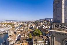 Switzerland, Canton Zurich, Zurich, City Centre, River Limmat, Steeple Great Cathedral-Werner Dieterich-Photographic Print