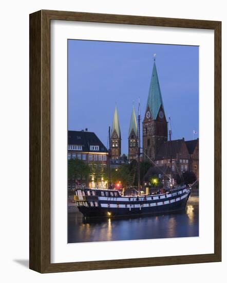 Weser River Waterfront, Bremen, State of Bremen, Germany-Walter Bibikow-Framed Photographic Print