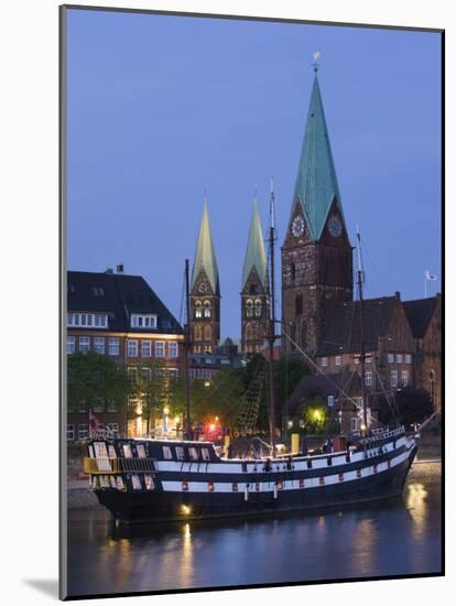 Weser River Waterfront, Bremen, State of Bremen, Germany-Walter Bibikow-Mounted Photographic Print