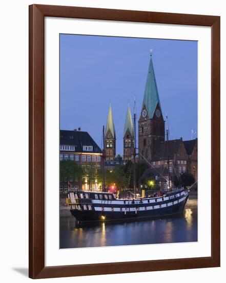 Weser River Waterfront, Bremen, State of Bremen, Germany-Walter Bibikow-Framed Photographic Print