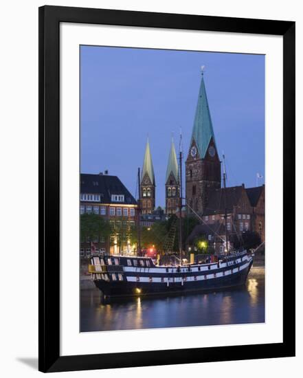 Weser River Waterfront, Bremen, State of Bremen, Germany-Walter Bibikow-Framed Photographic Print