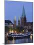 Weser River Waterfront, Bremen, State of Bremen, Germany-Walter Bibikow-Mounted Photographic Print