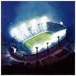 "Football Stadium at Night," Saturday Evening Post Cover, October 1, 1938-Wesley Neff-Mounted Giclee Print