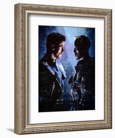 WESLEY SNIPES; SYLVESTER STALLONE. "Demolition Man" [1993], directed by MARCO BRAMBILLA.-null-Framed Photographic Print