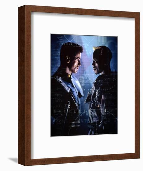 WESLEY SNIPES; SYLVESTER STALLONE. "Demolition Man" [1993], directed by MARCO BRAMBILLA.-null-Framed Photographic Print