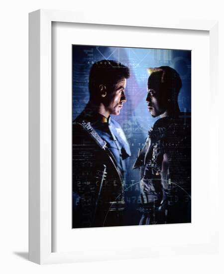 WESLEY SNIPES; SYLVESTER STALLONE. "Demolition Man" [1993], directed by MARCO BRAMBILLA.-null-Framed Photographic Print