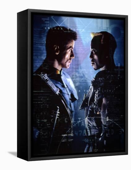 WESLEY SNIPES; SYLVESTER STALLONE. "Demolition Man" [1993], directed by MARCO BRAMBILLA.-null-Framed Stretched Canvas