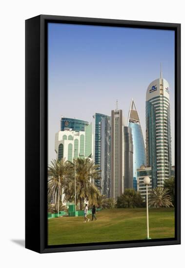 West Bay Buildings, Doha, Qatar, Middle East-Jane Sweeney-Framed Stretched Canvas