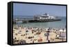 West Beach and Pier with Calm Sea, Bournemouth, Dorset, England, United Kingdom, Europe-Roy Rainford-Framed Stretched Canvas