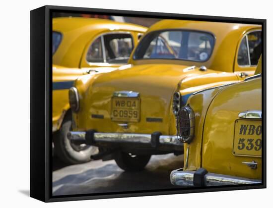 West Bengal, Kolkata, Calcutta, Yellow Ambassador Taxis, India-Jane Sweeney-Framed Stretched Canvas