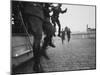 West Berlin Police Officers Jump from Truck as Two Others Come Running to Start Guard Duty-Paul Schutzer-Mounted Photographic Print