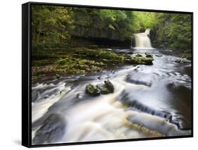 West Burton Waterfall, West Burton, Wensleydale, Yorkshire Dales National Park, Yorkshire, England,-Mark Sunderland-Framed Stretched Canvas