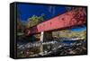 West Cornwall covered bridge over Housatonic River, West Cornwall, Connecticut, USA-null-Framed Stretched Canvas