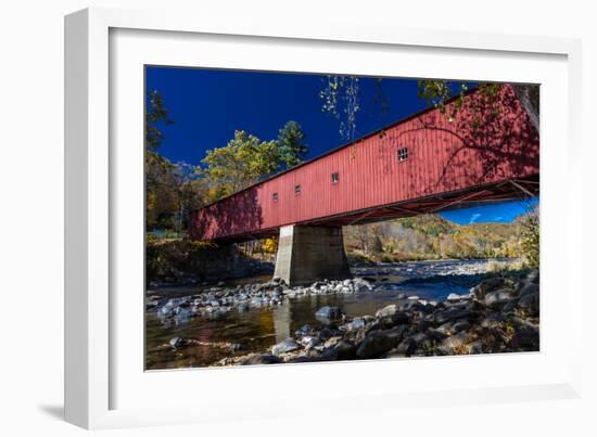 West Cornwall covered bridge over Housatonic River, West Cornwall, Connecticut, USA-null-Framed Photographic Print