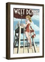 West Dennis, Massachusetts - Lifeguard Pinup Girl-Lantern Press-Framed Art Print