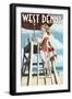 West Dennis, Massachusetts - Lifeguard Pinup Girl-Lantern Press-Framed Art Print