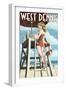 West Dennis, Massachusetts - Lifeguard Pinup Girl-Lantern Press-Framed Art Print