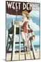 West Dennis, Massachusetts - Lifeguard Pinup Girl-Lantern Press-Mounted Art Print