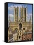 West Front of Lincoln Cathedral and Exchequer Gate, Lincoln, Lincolnshire, England, United Kingdom-Neale Clarke-Framed Stretched Canvas