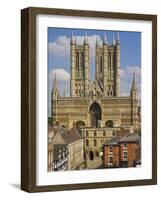 West Front of Lincoln Cathedral and Exchequer Gate, Lincoln, Lincolnshire, England, United Kingdom-Neale Clarke-Framed Photographic Print