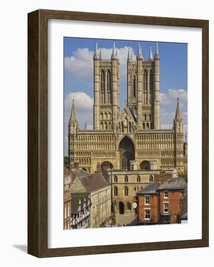 West Front of Lincoln Cathedral and Exchequer Gate, Lincoln, Lincolnshire, England, United Kingdom-Neale Clarke-Framed Photographic Print