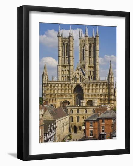 West Front of Lincoln Cathedral and Exchequer Gate, Lincoln, Lincolnshire, England, United Kingdom-Neale Clarke-Framed Photographic Print