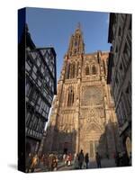 West Front of Notre-Dame Gothic Cathedral, From Rue Merciere, Strasbourg, Alsace, France, Europe-null-Stretched Canvas